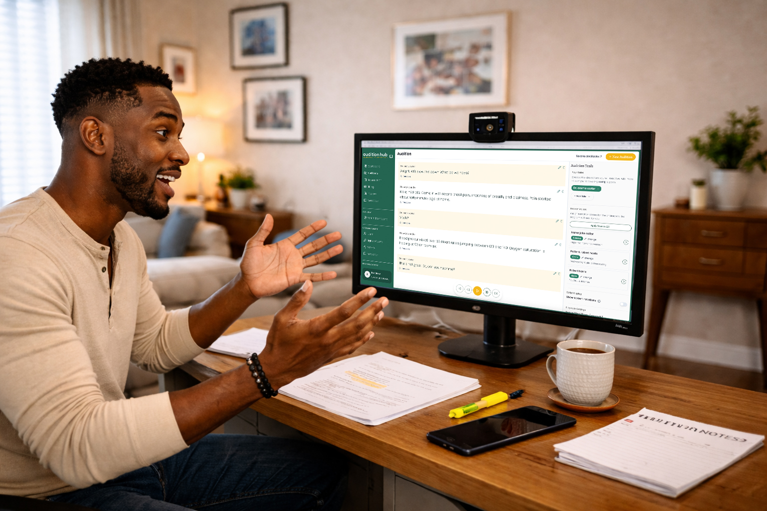 Actor auditioning for a new role